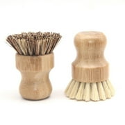Manunclaims Bamboo Dish Scrub Brush, Kitchen Wooden Cleaning Scrubbers for Washing Cast Iron Pan/Pot, Bamboo Fiber Dish Washing Brush